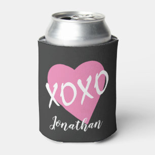 Rafraîchisseur Pour Canette Saint Valentin Coeur rose XOXO Noir