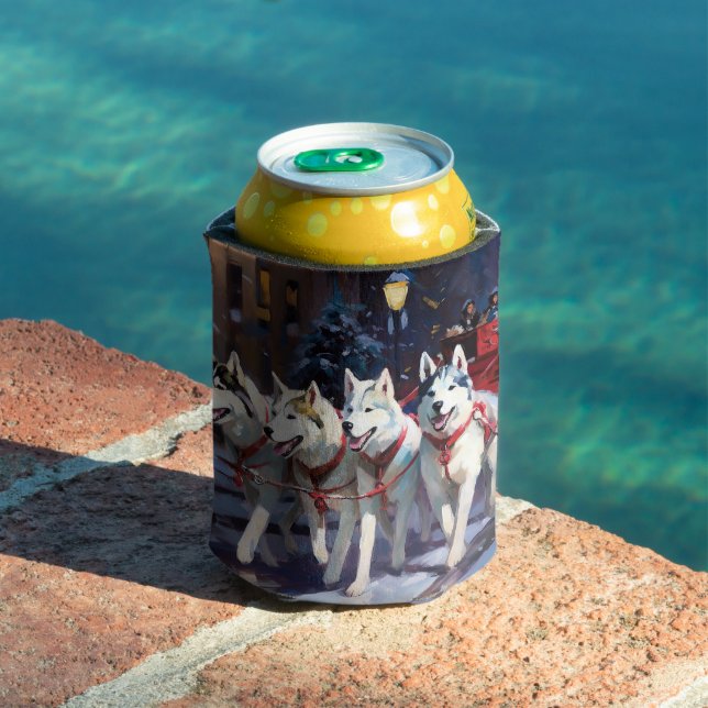 Rafraîchisseur Pour Canette Saison de Noël Sibérienne Husky (Piscine in situ)