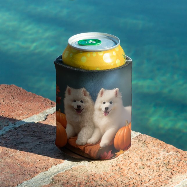 Rafraîchisseur Pour Canette Samoyed Chiot Automne Citrouille de plaisir (Piscine in situ)