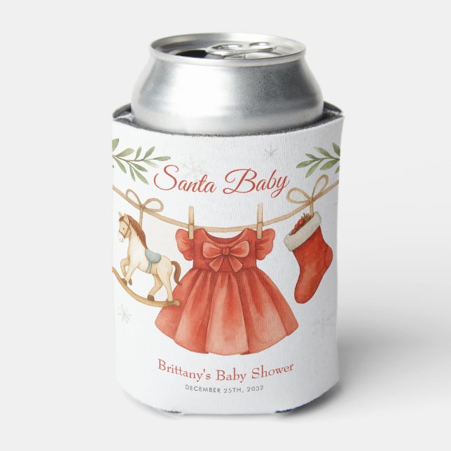 Rafraîchisseur Pour Canette Santa Baby Christmas Clothesline Girl Baby Shower  (Can devant)