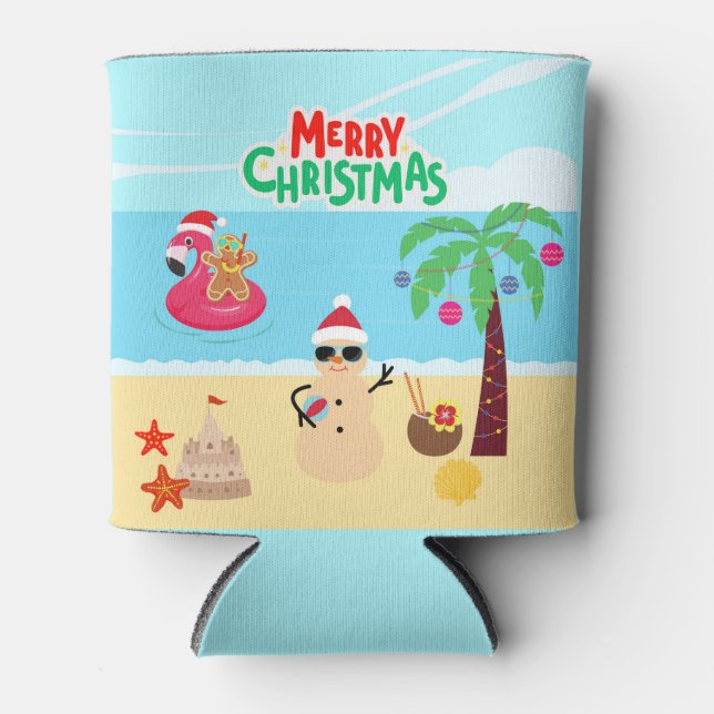 Rafraîchisseur Pour Canette Scène de Noël de plage (Devant)