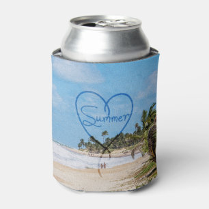 Rafraîchisseur Pour Canette Scène peinte de plage de typographie de coeur de