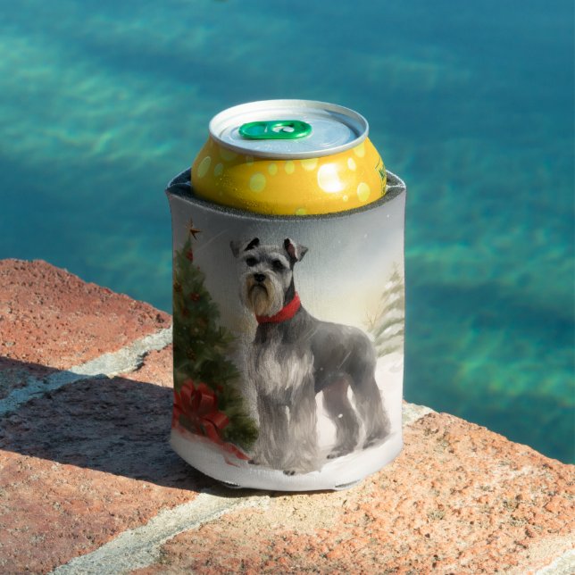 Rafraîchisseur Pour Canette Schnauzer Chien à Noël de neige (Piscine in situ)