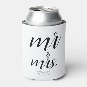 Rafraîchisseur Pour Canette Script minimaliste noir et blanc M & Mme Mariage