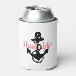 Rafraîchisseur Pour Canette script NAUTI LIFE mignon, nautique + ancre |