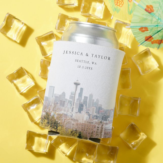 Rafraîchisseur Pour Canette Seattle Wedding Favor Custom (Été in situ)