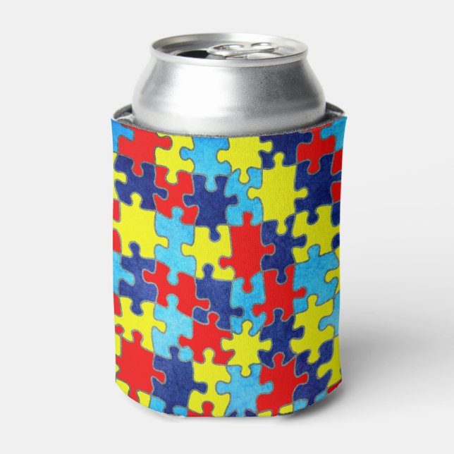 Rafraîchisseur Pour Canette Sensibilisation sur l'autisme-Puzzle par Shirley T (Can devant)