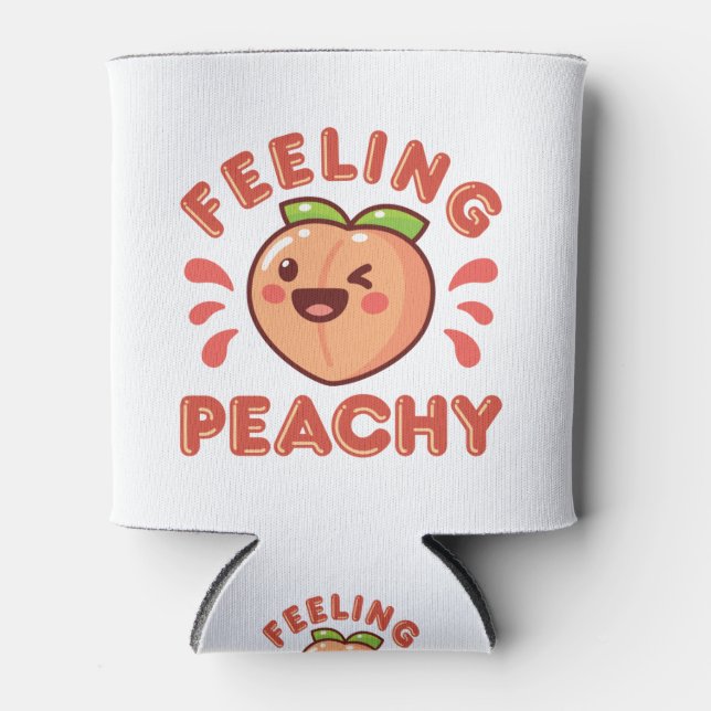 Rafraîchisseur Pour Canette Sentiment de pêche Pêche Fruit Joyeux Kawaii (Devant)