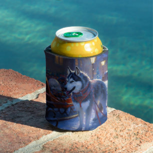Rafraîchisseur Pour Canette Siberian Husky Saison de Noël festive