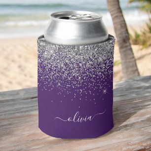 Rafraîchisseur Pour Canette Silver Purple Parties scintillant Girl Monogramme