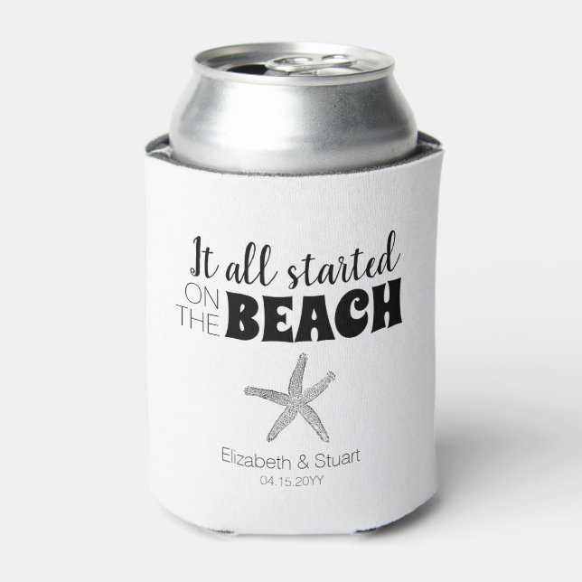 Rafraîchisseur Pour Canette Simple Il a commencé sur la plage Mariage Starfish (Can devant)