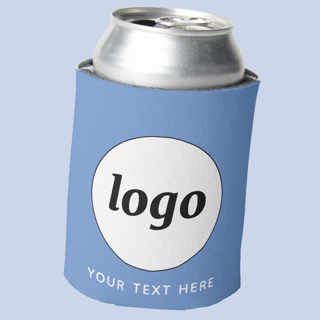 Rafraîchisseur Pour Canette Simple Logo Texte Professionnel Promo Ciel Bleu (Simple logo with custom text business branding promotional can cooler in sky blue)