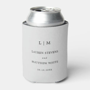 Rafraîchisseur Pour Canette Simple Monogramme Gris Clair Mariage Élégant