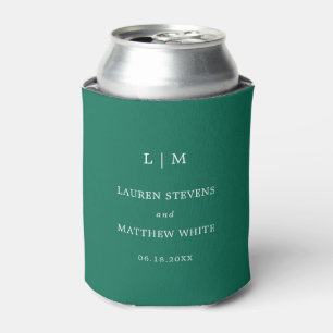 Rafraîchisseur Pour Canette Simple Monogramme Vert Émeraude Élégant de Mariage