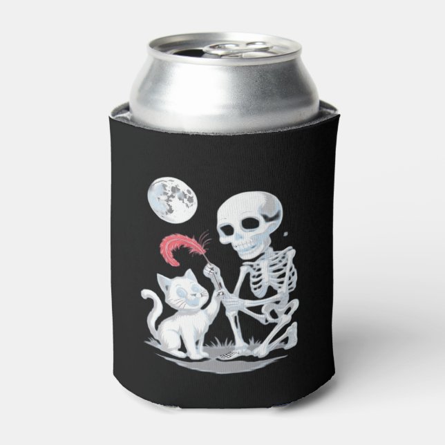 Rafraîchisseur Pour Canette Skeleton Chat Halloween drôle mignon Éffrayant ess (Can devant)