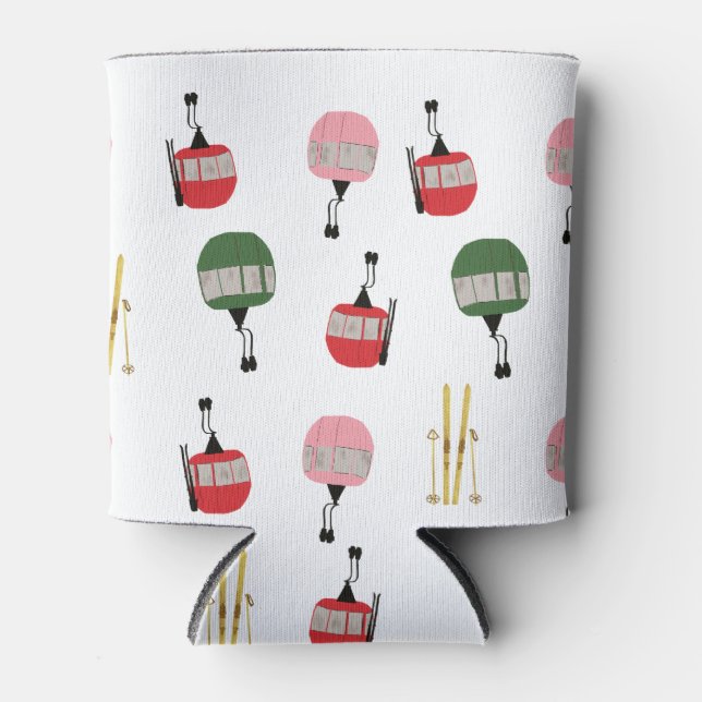 Rafraîchisseur Pour Canette Ski d'hiver Gondola retro blanc (Devant)