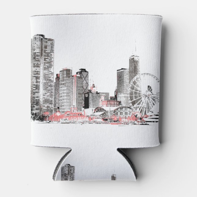 Rafraîchisseur Pour Canette Skyline de Chicago moderne (Devant)