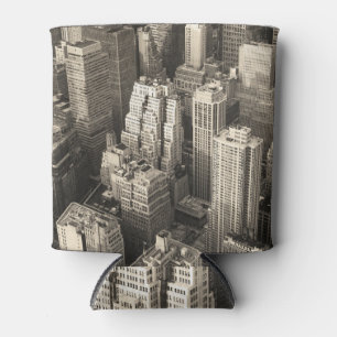 Rafraîchisseur Pour Canette Skyline de Manhattan, aérien noir et blanc.