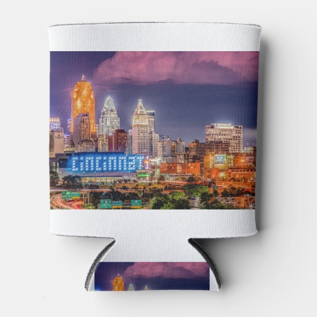 Rafraîchisseur Pour Canette Skyline de nuit Cincinnati Ohio 2019 (Devant)