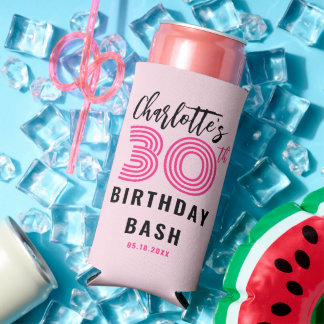 Rafraîchisseur Pour Canette Slim 30E Anniversaire Blush Script Moderne Personnalisé