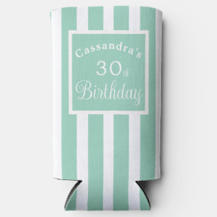 Rafraîchisseur Pour Canette Slim 30e Anniversaire Vert Mint Rayure Élégant