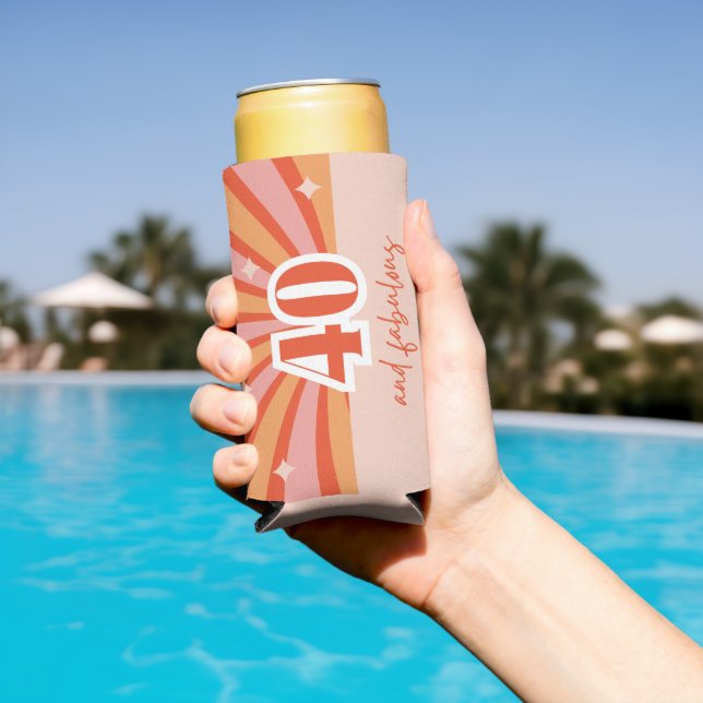 Rafraîchisseur Pour Canette Slim "40 et fabuleux", fête d'anniversaire rétro (Piscine in situ)