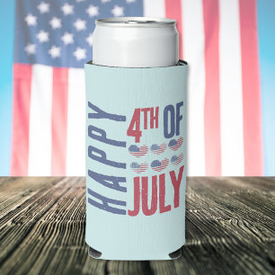 Rafraîchisseur Pour Canette Slim 4 Juillet Mignon Drapeau Américain Patriotique USA