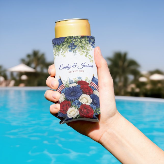 Rafraîchisseur Pour Canette Slim 4th of July Independence Day Wedding (Piscine in situ)