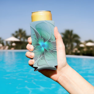 Rafraîchisseur Pour Canette Slim Abstrait De Bleu, Art Fractal Moderne