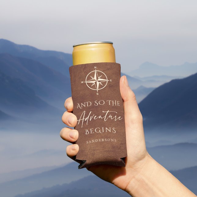 Rafraîchisseur Pour Canette Slim Adventure Brown Cuir personnalisé (Créateur téléchargé)