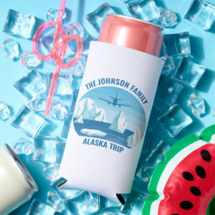 Rafraîchisseur Pour Canette Slim Alaska Famille Vacances Custom Blue Glacier