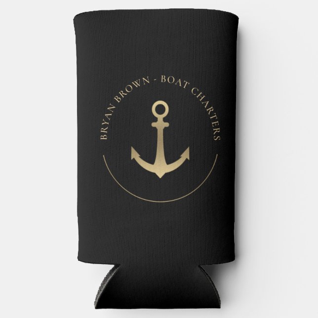Rafraîchisseur Pour Canette Slim Ancre d'or nautique Seltzer peut refroidir (Recto)