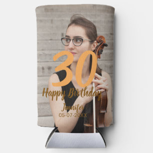 Rafraîchisseur Pour Canette Slim anniversaire 30 ans ajouter nom date année photo b