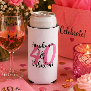 Rafraîchisseur Pour Canette Slim Anniversaire personnalisé 40 ans & Fabuleux