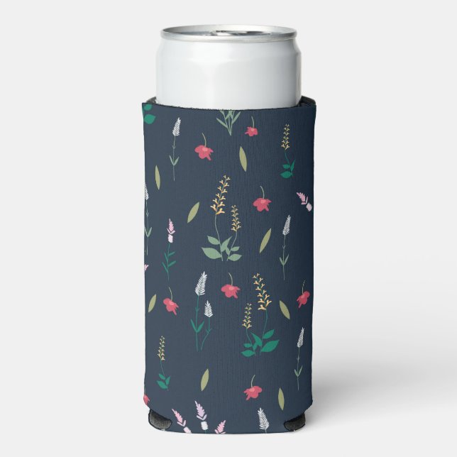 Rafraîchisseur Pour Canette Slim Aquarelle printanière Botanique floraison sans joi (Seltzer Recto)