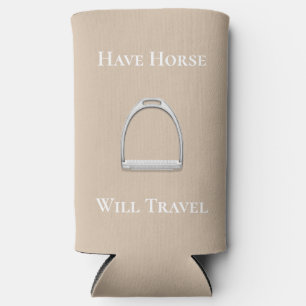 Rafraîchisseur Pour Canette Slim "Avoir Cheval Volera" Equestre Beige