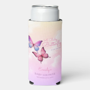 Rafraîchisseur Pour Canette Slim Baby shower papillon rose lavande