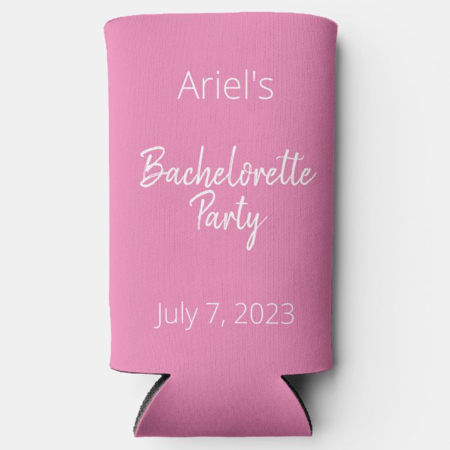 Rafraîchisseur Pour Canette Slim Bachelorette Party - Rose & Blanc - Mariage (Recto)