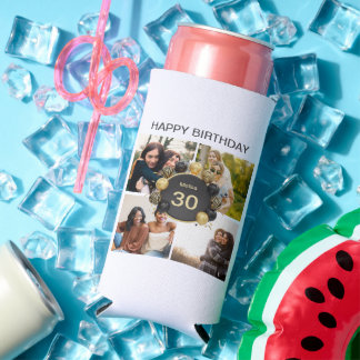 Rafraîchisseur Pour Canette Slim Ballon d'anniversaire heureux personnalisé 4 Colla