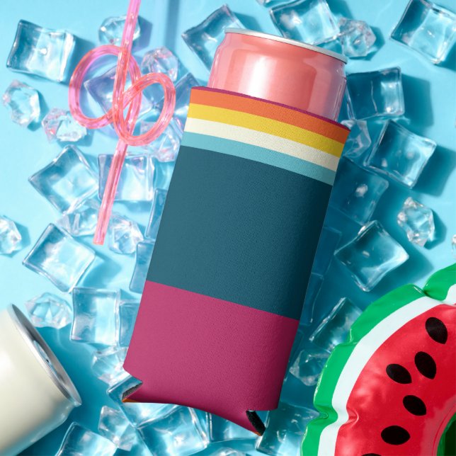 Rafraîchisseur Pour Canette Slim Bande des tons rose et bleu (Été in situ)