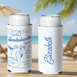 Rafraîchisseur Pour Canette Slim Beach Bachelorte Party Blue