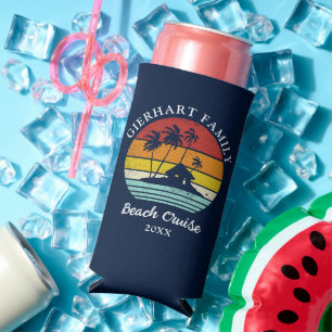 Rafraîchisseur Pour Canette Slim Beach Cruise Retro Famille Retrouvailles Vacances 