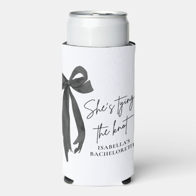 Rafraîchisseur Pour Canette Slim Black Bow Elle noue le noeud Bachelorette (Seltzer Recto)