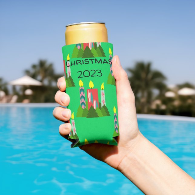 Rafraîchisseur Pour Canette Slim Bougies de Noël (Piscine in situ)