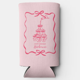 Rafraîchisseur Pour Canette Slim Bow Frame Hand Drawn Pink Champagne Birthday
