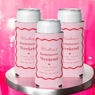 Rafraîchisseur Pour Canette Slim Cadeaux de fête de Bachelorette Rétro Rose et Roug
