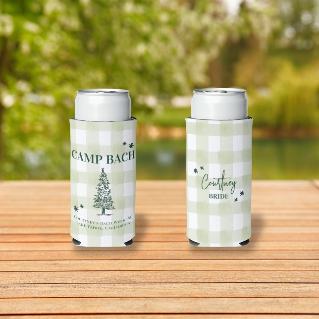 Rafraîchisseur Pour Canette Slim CAMP BACH - Dernière piste avant le voile Étiquett (CAMP BACH-Last Trail Before the Veil Bachelorette Weekend Can cooler | Perfect for Outdoor adventure)