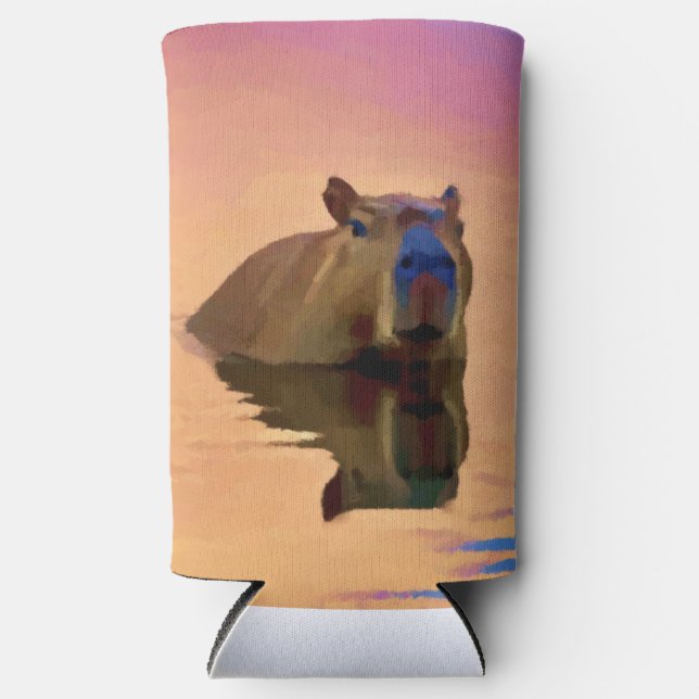 Rafraîchisseur Pour Canette Slim Capybara Émergée d'un lac paisible (Recto)
