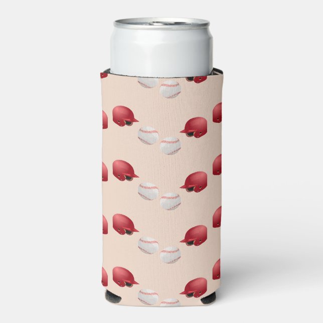Rafraîchisseur Pour Canette Slim Casque et balles de baseball sur (Seltzer Recto)