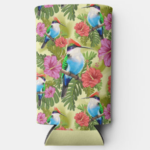 Rafraîchisseur Pour Canette Slim Colibri se reposant et Hibiscuses